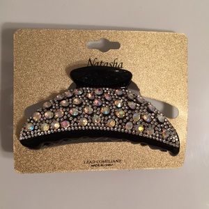 Natasha Black Iridescent Stones Hair Clip Claw 5"